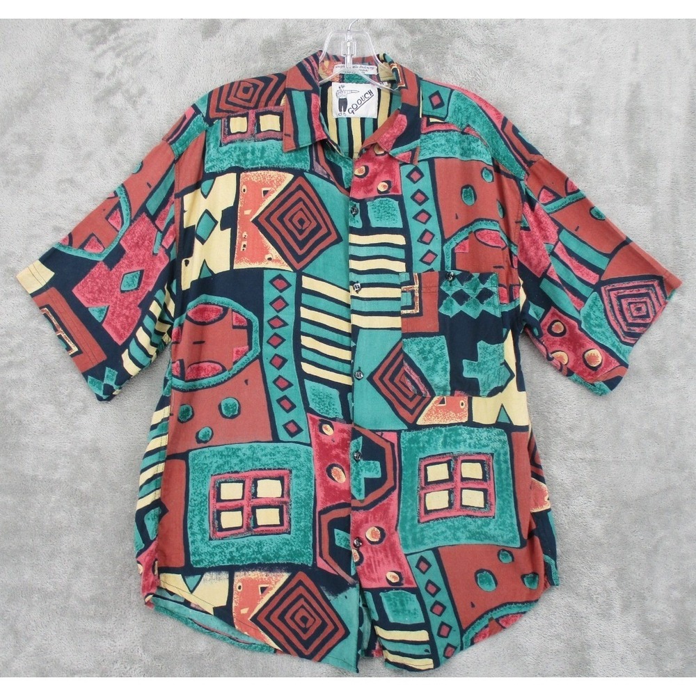 Vintage Goouch Blouse Womens Medium Pocket Abstract Casual Lightweight Retro